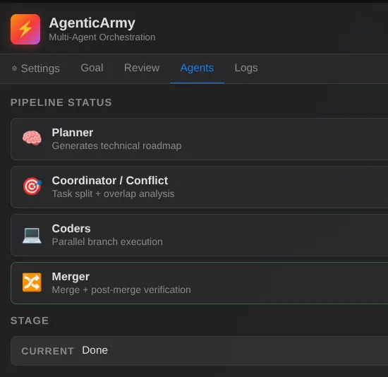 AgenticArmy Multi-Agent View
