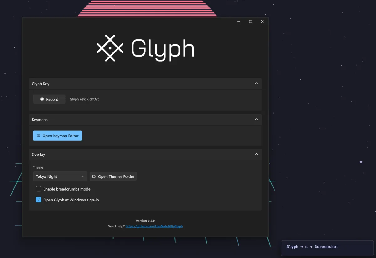 Glyph Settings